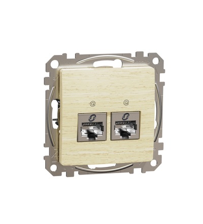 SDD180467S Datová zásuvka 2xRJ45 kat. 6A STP, Bříza, Schneider electric