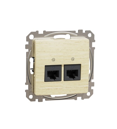 SDD180467 Datová zásuvka 2xRJ45 kat. 6A UTP, Bříza, Schneider electric