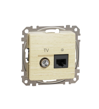 SDD180469T Datová zásuvka RJ45 kat.6 UTP+TV individuální, Bříza, Schneider electric