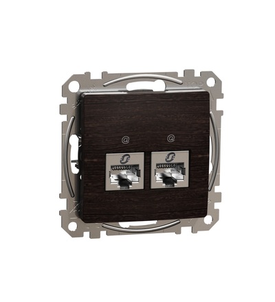 SDD181462S Datová zásuvka 2xRJ45 kat. 6 STP, Wenge, Schneider electric