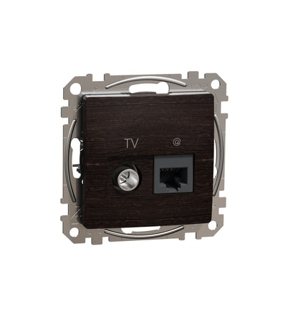 SDD181469T Datová zásuvka RJ45 kat.6 UTP+TV individuální, Wenge, Schneider electric