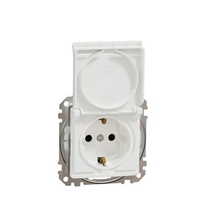 SDD211024 Zásuvka 230V 16A SCHUKO IP44, Bílá, Schneider electric