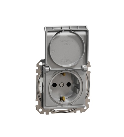 SDD213024 Zásuvka 230V 16A SCHUKO IP44, Aluminium, Schneider electric