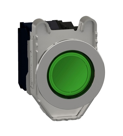 XB4FW33M5 Ovládač stiskací prosvětlený, zapuštěná montáž, Zelená, 230V AC, 1Z + 1V, Schneider Electric