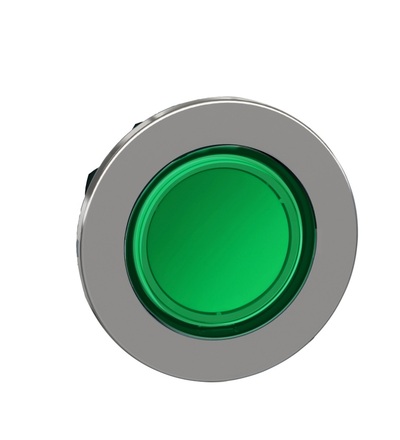 ZB4FW333 Ovládací hlavice stiskací prosvětlená, zapuštěné provedení, Zelená, pro integrovanou LED, Schneider Electric