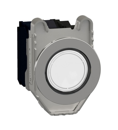 XB4FWCUST02 Ovládač stiskací prosvětlený, zapuštěná montáž, Bílá, 24V AC, 1Z + 1V, Schneider Electric