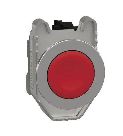XB4FA42 Ovládač stiskací, zapuštěná montáž, Rudá, 1V, Schneider Electric