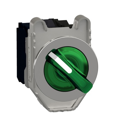 XB4FK133M5 Ovládač otočný prosvětlený, Zelená, 3 pozice pevné, 230V, 1Z + 1V, Schneider Electric