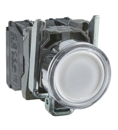 XB4BWCUST04 Ovládač stiskací prosvětlený, lícující, 1 Z + 1 V, 110...120V, bílý, Schneider Electric