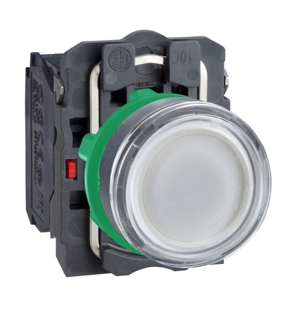 XB5AWCUST07 Ovládač stiskací prosvětlený, lícující, 1 Z + 1 V, 110...120V - bílý, Schneider Electric