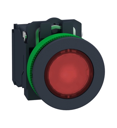 XB5FW34G5 Ovl. Stiskací prosvětlený, zapuštěné provedení, s LED, Ru, 120 V AC, Schneider Electric