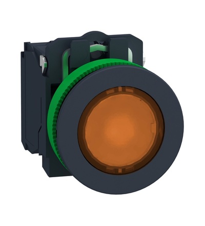 XB5FW35B5 Ovl. Stiskací prosvětlený, zapuštěné provedení, s LED, Oranž, 24 V AC, Schneider Electric