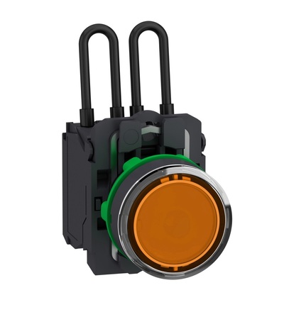 XB5AW25G5 Ovládač stiskací prosvětlený, Test, 110..120 V, Oranžová, Schneider Electric