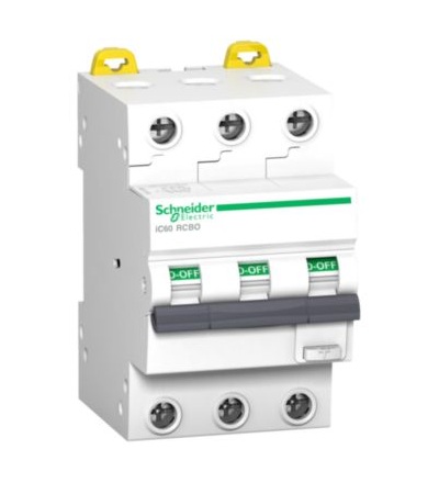 A9D67316 Acti9 IC60 RCBO 3P 16A 30mA C 6kA A,Schneider Electric