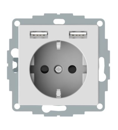 MTN2366-0325 Merten - Zásuvka 250V/16A SCHUKO + 2x USB 2.4A, System M, Active,Schneider Electric