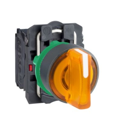 XB5AK135B5 Ovládač otočný prosvětlený s LED, 1 Z + 1 V, 24V - oranžový, Schneider electric
