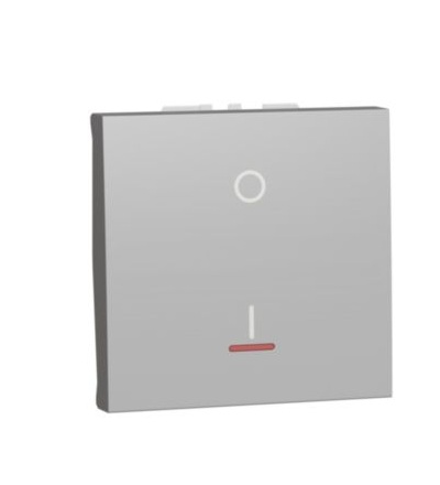 NU326230S Unica - Spínač dvojpólový se signalizační kontrolkou řazení 2Ss, 16A, Aluminium,Schneider Electric