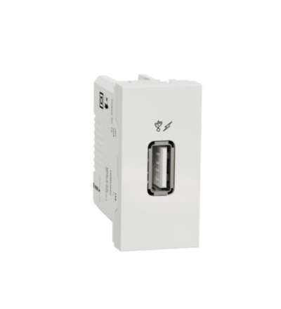 NU342818 Unica - USB 2.0 nabíjecí konektor, 1M, Bílý,Schneider Electric