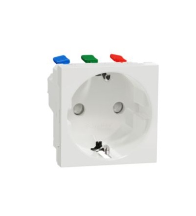 NU305720 Unica - Zásuvka SCHUKO 2P+E 250V/16A, clonky, bezšroubová, Bílá Antibakteriální,Schneider Electric