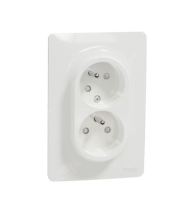 NU206518 Unica - Dvojzásuvka pootočená 16A 230V, Bílá,Schneider Electric