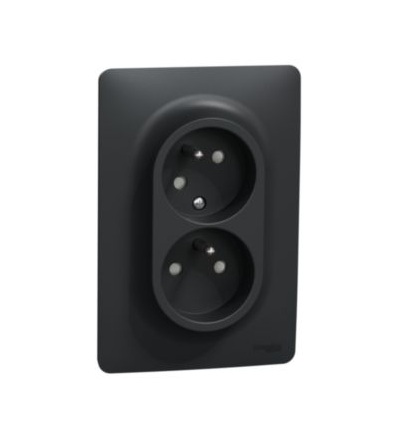 NU206554 Unica - Dvojzásuvka pootočená 16A 230V, Antracit,Schneider Electric