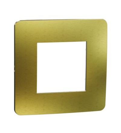 NU280259M Unica Studio Metal - Krycí rámeček jednonásobný, Gold/Bílý,Schneider Electric
