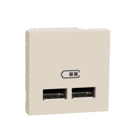 NU341844 Unica - Dvojitý nabíjecí USB A+A konektor 2.1A, 2M, Béžový,Schneider Electric