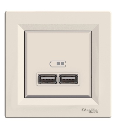 EPH2700223 2xUSB nabíjecí konektor 2.1A, krémová, Schneider Electric