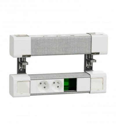 INS44406 Unica System+ - Stolní modul L 4x zásuvka 250V/16A + USB A+C + prostor pro RJ45, Bílá/Šedá,Schneider Electric