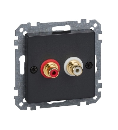 MTN4350-0414 RCA audio zásuvka 2 konektory, System M, antracit, Schneider Electric