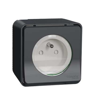 MUR35031 Kompletní Zásuvka 16A 2P+E, clonky, bezšroubová, IP55, antracit, Schneider Electric