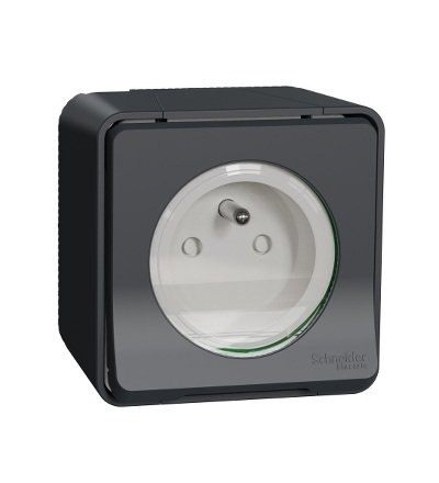MUR36030 Kompletní Zásuvka 16A 2P+E, clonky, šroubová, IP55, antracit, Schneider Electric
