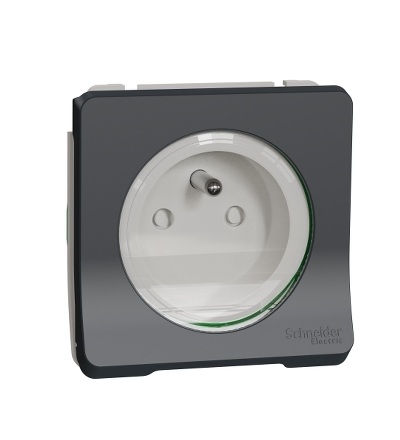 MUR36133 Zásuvka 16A 2P+E, clonky, bezšroubová, IP55, antracit, Schneider Electric