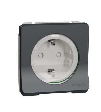 MUR36135 Zásuvka SCHUKO 16A 2P+E, clonky, šroubová, IP55, antracit, Schneider Electric