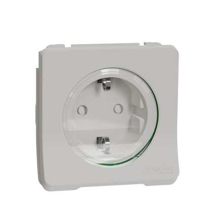 MUR39134 Zásuvka SCHUKO 16A 2P+E, clonky, bezšroubová, IP55, bílá, Schneider Electric