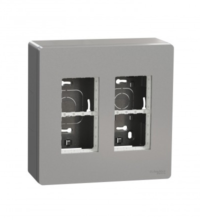 NU122430 Unica System+ - Centrální jednotka 2x4 moduly vertikální povrchová, Aluminium,Schneider Electric