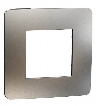 NU280256M Unica Studio Metal - Krycí rámeček jednonásobný, White Aluminium/Černý,Schneider Electric