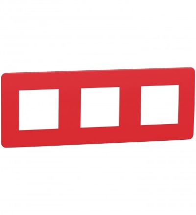 NU280613 Unica Studio Color - Krycí rámeček trojnásobný, Red/Bílý,Schneider Electric