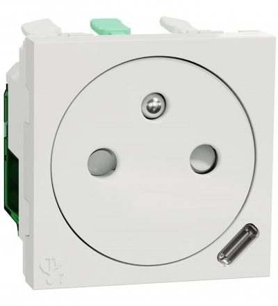 NU301518E Unica - Zásuvka skrytá 250V/16A + USB C 10.5W, 2.1A, 2M, Bílá,Schneider Electric