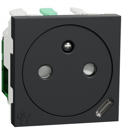 NU301554E Unica - Zásuvka skrytá 250V/16A + USB C 10.5W, 2.1A, 2M, Antracit,Schneider Electric