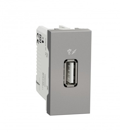 NU342830 Unica - USB 2.0 nabíjecí konektor, 1M, Aluminium,Schneider Electric