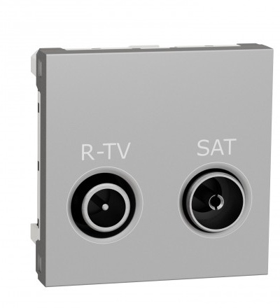 NU345630 Unica - Zásuvka TV-R/SAT průběžná 11 dB, 2M, Aluminium,Schneider Electric