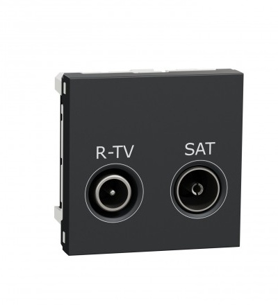 NU345654 Unica - Zásuvka TV-R/SAT průběžná 11 dB, 2M, Antracit,Schneider Electric