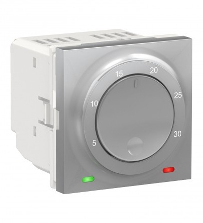 NU350130 Unica - Termostat prostorový otočný 2M, Aluminium,Schneider Electric