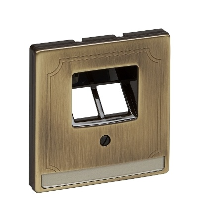 MTN292643 Centrální deska pro mechanismus RJ45, dvousegmentová, S-Design, antique brass, Schneider Electric