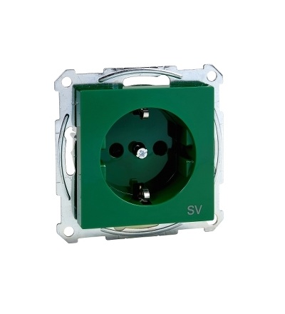 MTN2300-0304 Zásuvka 250V/16A s bočními zemnícími kontakty, System M, zelená, Schneider Electric