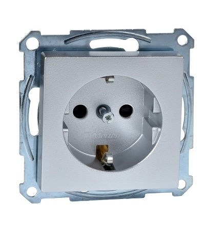 MTN2300-0460 Zásuvka 250V/16A s bočními zemnícími kontakty, System M, alu, Schneider Electric