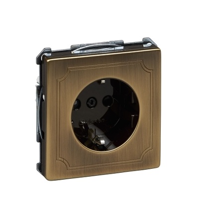 MTN2300-4143 Zásuvka 250V/16A s bočními zemnícími kontakty, S-Design, antique brass, Schneider Electric