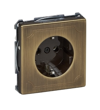MTN2301-4143 Zásuvka 250V/16A s bočními zemnícími kontakty, S-Design, antique brass, Schneider Electric