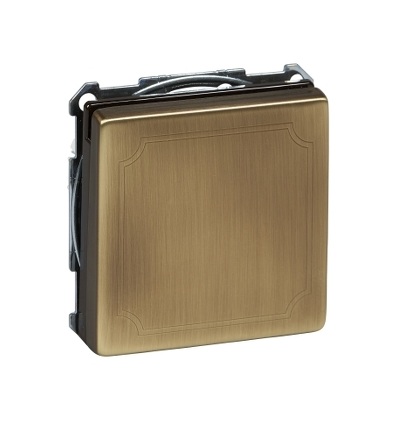 MTN2310-4143 Zásuvka 250V/16A s bočními zemnícími kontakty, s víčkem, S-Design, antique brass, Schneider Electric